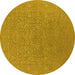 Round Oriental Yellow Industrial Rug, urb2668yw