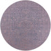 Round Mid-Century Modern Pastel Violet Purple Oriental Rug, urb2668