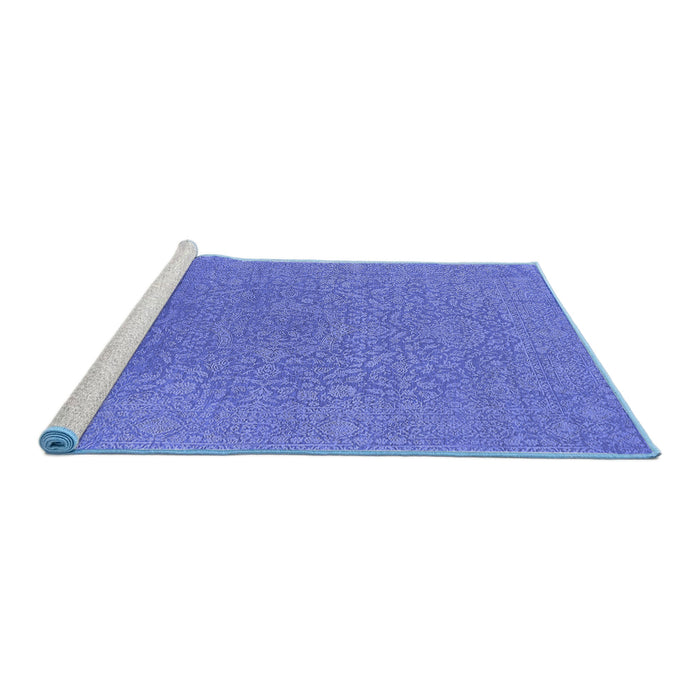 Sideview of Machine Washable Oriental Blue Industrial Rug, wshurb2668blu