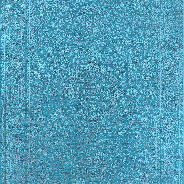 Machine Washable Oriental Light Blue Industrial Rug, wshurb2668lblu