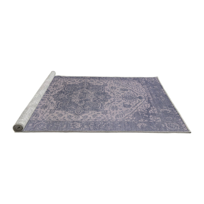 Sideview of Machine Washable Industrial Modern Slate Blue Grey Blue Rug, wshurb2669