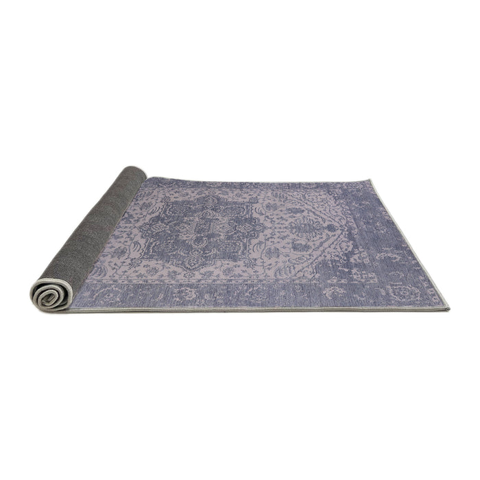 Sideview of Mid-Century Modern Slate Blue Grey Oriental Rug, urb2669