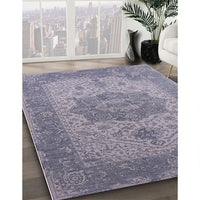 Mid-Century Modern Slate Blue Grey Oriental Rug, urb2669