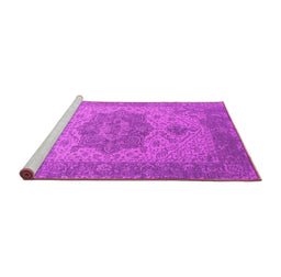 Sideview of Machine Washable Oriental Pink Industrial Rug, wshurb2669pnk