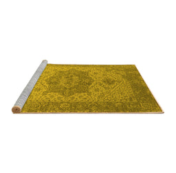 Sideview of Machine Washable Oriental Yellow Industrial Rug, wshurb2669yw