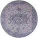 Round Mid-Century Modern Slate Blue Grey Oriental Rug, urb2669