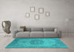 Machine Washable Oriental Turquoise Industrial Area Rugs in a Living Room,, wshurb2669turq