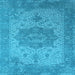 Square Machine Washable Oriental Light Blue Industrial Rug, wshurb2669lblu