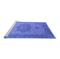 Sideview of Machine Washable Oriental Blue Industrial Rug, wshurb2669blu