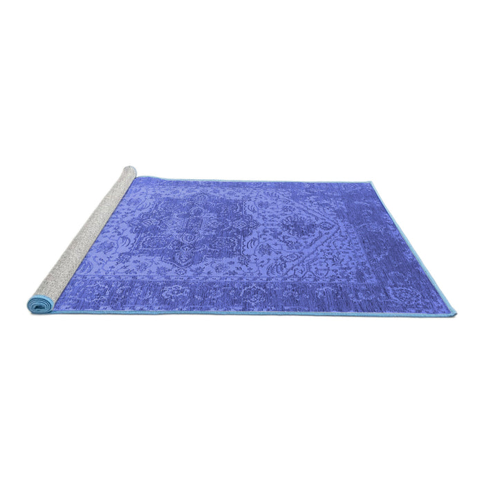 Sideview of Machine Washable Oriental Blue Industrial Rug, wshurb2669blu