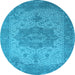 Round Oriental Light Blue Industrial Rug, urb2669lblu