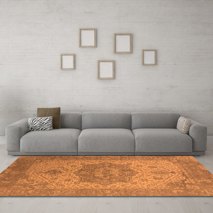 Machine Washable Oriental Orange Industrial Area Rugs in a Living Room, wshurb2669org