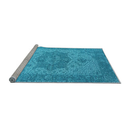 Sideview of Machine Washable Oriental Light Blue Industrial Rug, wshurb2669lblu