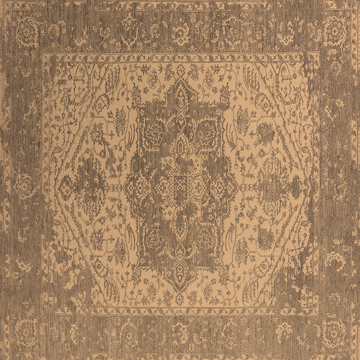 Square Machine Washable Oriental Brown Industrial Rug, wshurb2669brn