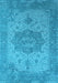 Machine Washable Oriental Light Blue Industrial Rug, wshurb2669lblu