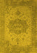 Machine Washable Oriental Yellow Industrial Rug, wshurb2669yw