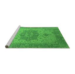 Sideview of Machine Washable Oriental Green Industrial Area Rugs, wshurb2669grn