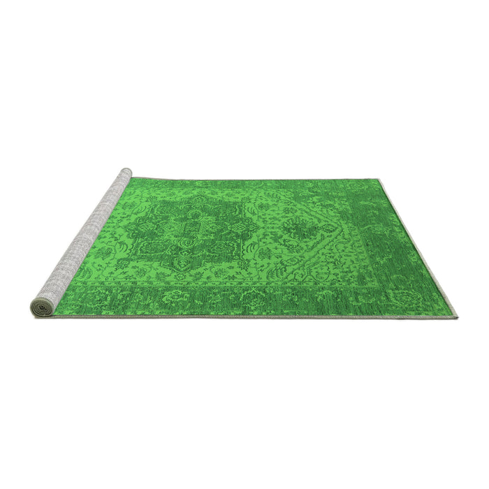 Sideview of Machine Washable Oriental Green Industrial Area Rugs, wshurb2669grn