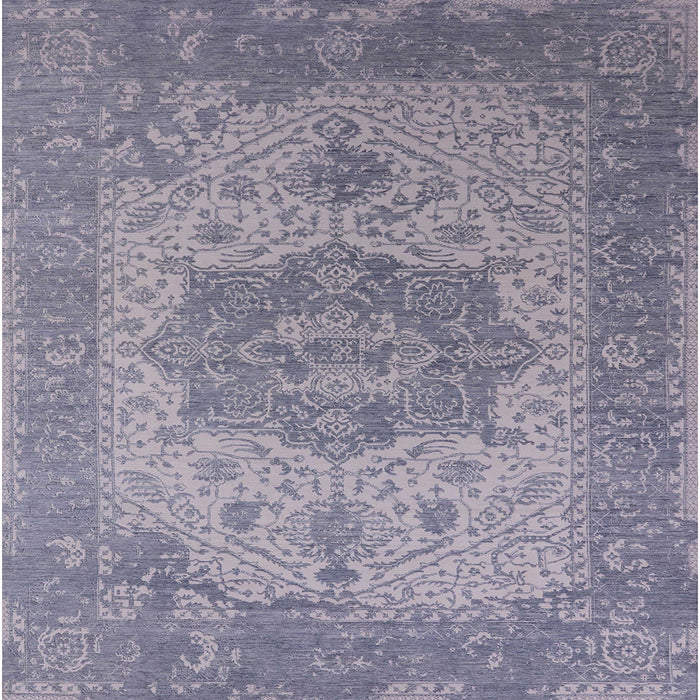 Square Machine Washable Industrial Modern Slate Blue Grey Blue Rug, wshurb2669