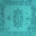 Square Oriental Turquoise Industrial Rug, urb2669turq