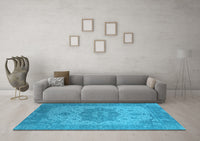 Machine Washable Oriental Light Blue Industrial Rug, wshurb2669lblu