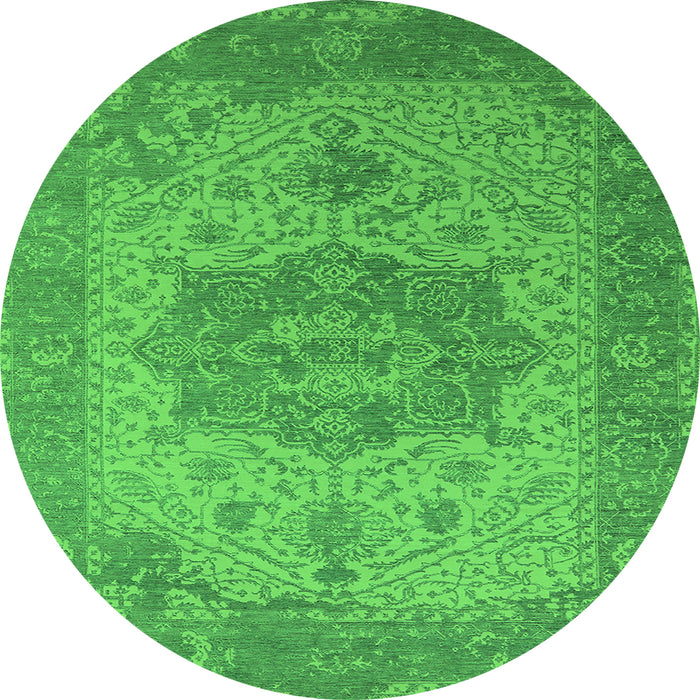 Round Oriental Green Industrial Rug, urb2669grn
