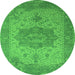 Round Oriental Green Industrial Rug, urb2669grn