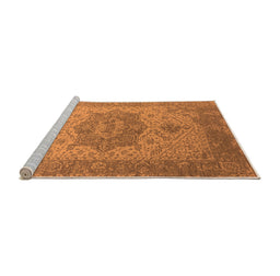 Sideview of Machine Washable Oriental Orange Industrial Area Rugs, wshurb2669org