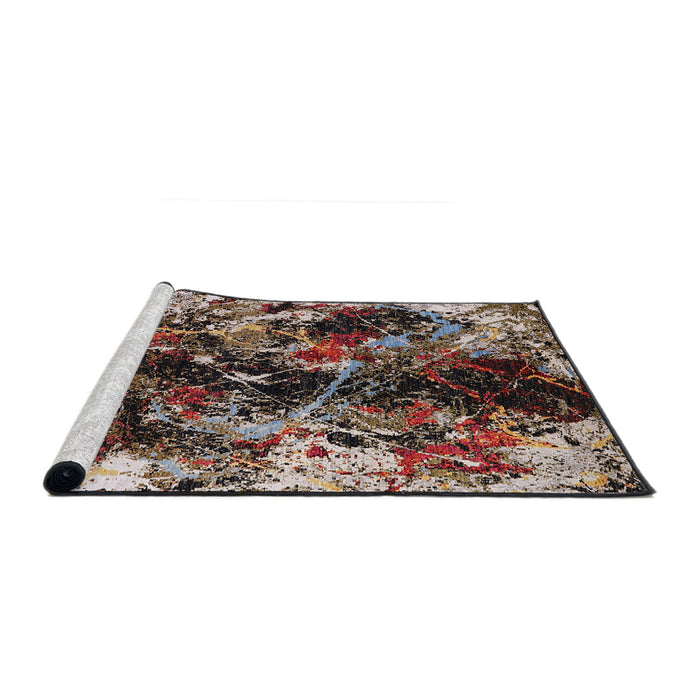 Sideview of Machine Washable Industrial Modern Night Red Rug, wshurb2670