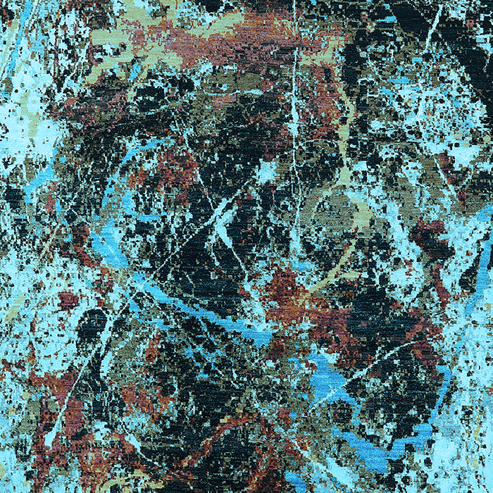 Machine Washable Oriental Light Blue Industrial Rug, wshurb2670lblu