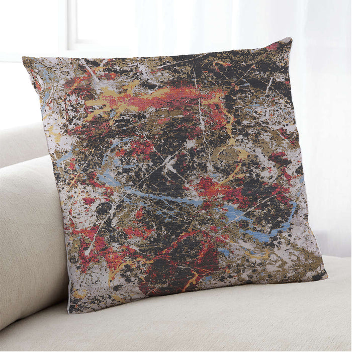 Lifestyle Image of Mid-Century Modern Urban Square Red Throw Pillow, 18 inch by 18 inch, pwurb2670