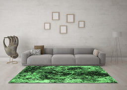 Machine Washable Oriental Emerald Green Industrial Area Rugs in a Living Room,, wshurb2670emgrn