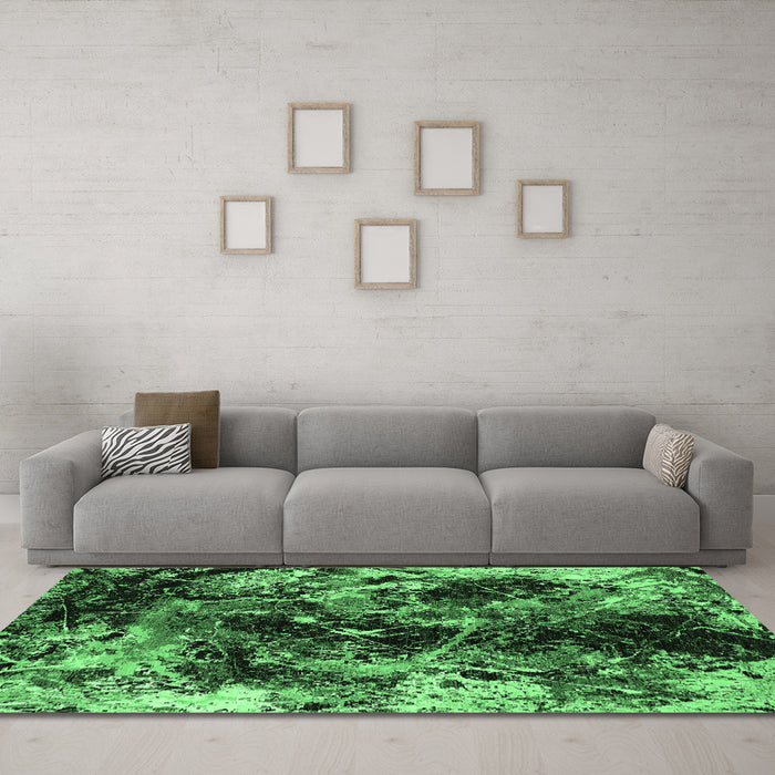 Machine Washable Oriental Emerald Green Industrial Area Rugs in a Living Room,, wshurb2670emgrn