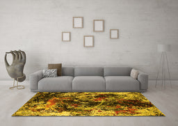 Machine Washable Oriental Yellow Industrial Rug in a Living Room, wshurb2670yw