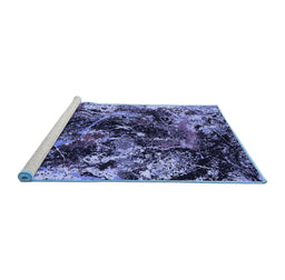 Sideview of Machine Washable Oriental Blue Industrial Rug, wshurb2670blu