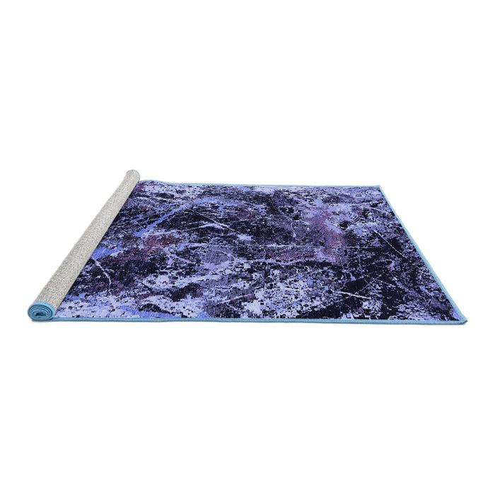 Sideview of Machine Washable Oriental Blue Industrial Rug, wshurb2670blu