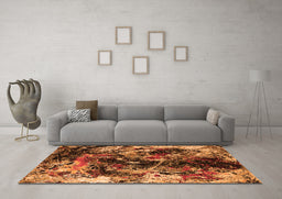 Machine Washable Oriental Orange Industrial Area Rugs in a Living Room, wshurb2670org