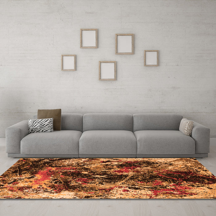 Machine Washable Oriental Orange Industrial Area Rugs in a Living Room, wshurb2670org