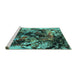 Sideview of Machine Washable Oriental Turquoise Industrial Area Rugs, wshurb2670turq