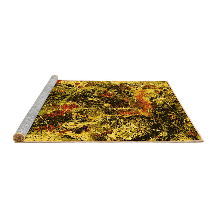 Sideview of Machine Washable Oriental Yellow Industrial Rug, wshurb2670yw