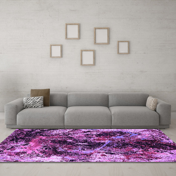 Machine Washable Oriental Purple Industrial Area Rugs in a Living Room, wshurb2670pur