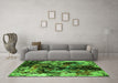 Machine Washable Oriental Green Industrial Area Rugs in a Living Room,, wshurb2670grn