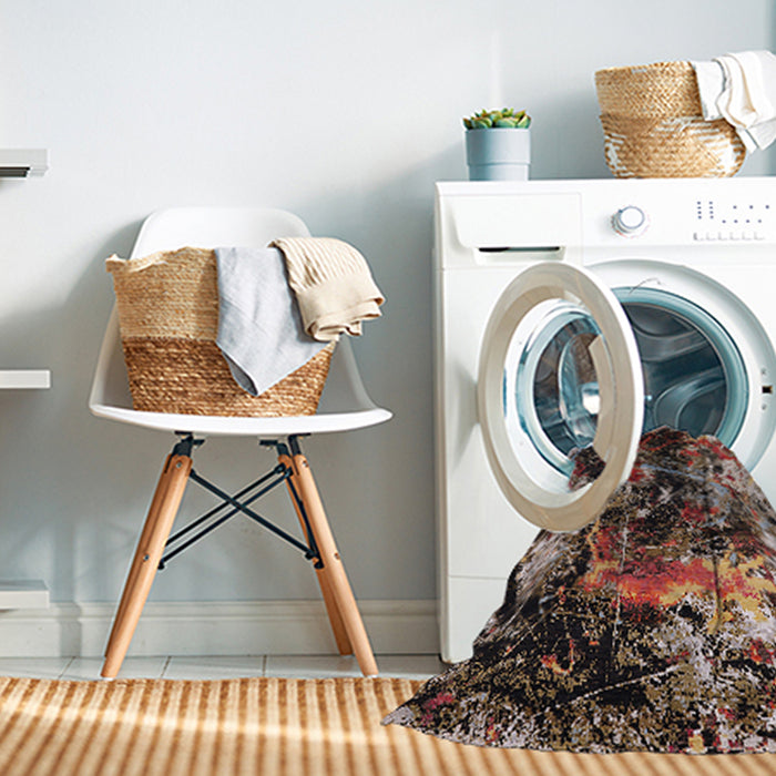 Machine Washable Industrial Modern Night Red Rug in a Washing Machine, wshurb2670