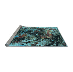 Sideview of Machine Washable Oriental Light Blue Industrial Rug, wshurb2670lblu