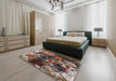 Mid-Century Modern Red Oriental Rug in a Bedroom, urb2670