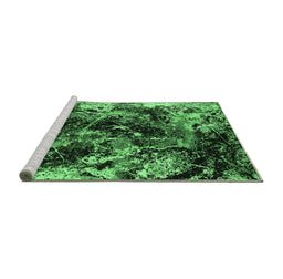 Sideview of Machine Washable Oriental Emerald Green Industrial Area Rugs, wshurb2670emgrn