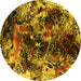 Round Oriental Yellow Industrial Rug, urb2670yw