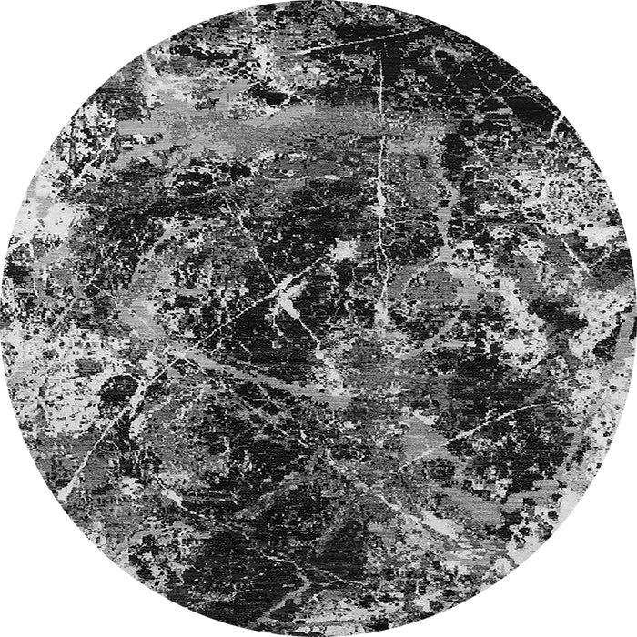 Round Machine Washable Oriental Gray Industrial Rug, wshurb2670gry