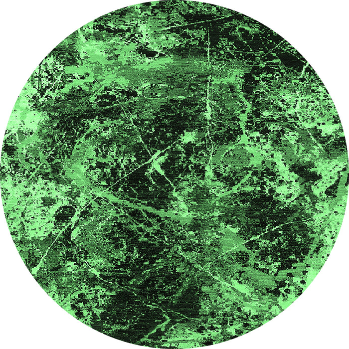 Round Oriental Emerald Green Industrial Rug, urb2670emgrn