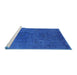 Sideview of Machine Washable Industrial Modern Neon Blue Rug, wshurb2671